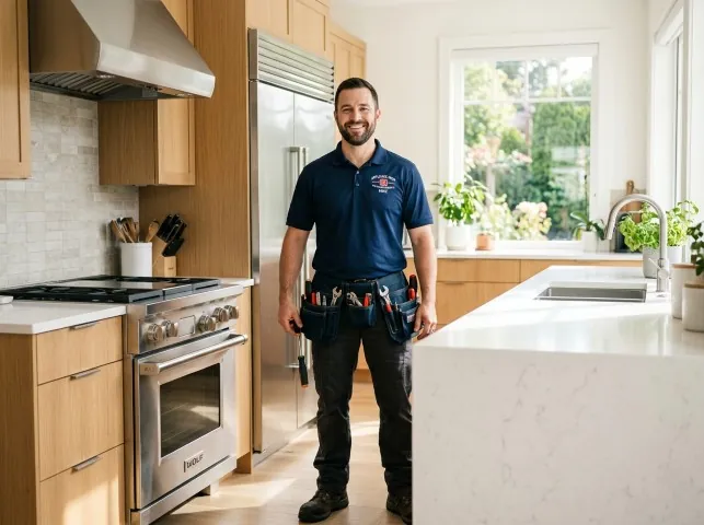 Appliance Repair Hero technician in a Baker, FL kitchen after an appliance repair